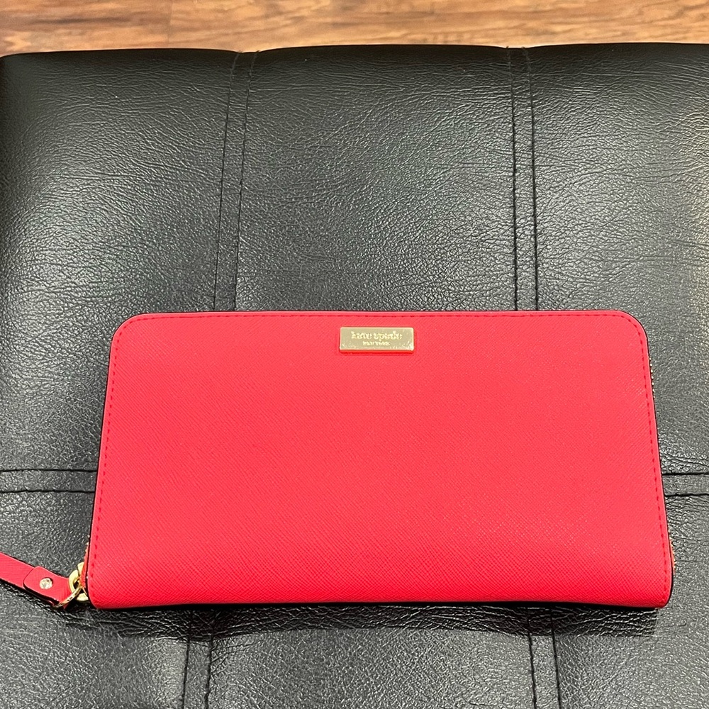 Kate spade long wallet - deep coral color